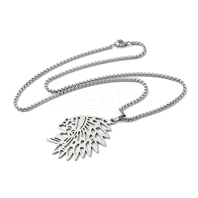 201 Stainless Steel Hollow Cut American Indian Chief Pendant Necklaces LS-NJEW-H065-13P-1