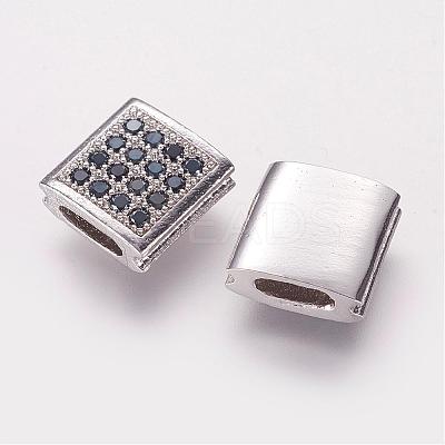 Brass Micro Pave Cubic Zirconia Beads ZIRC-G097-05P-1