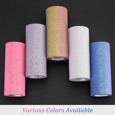 10 Yards Rainbow Color Polyester Tulle Fabric Rolls OCOR-WH0082-136A-1