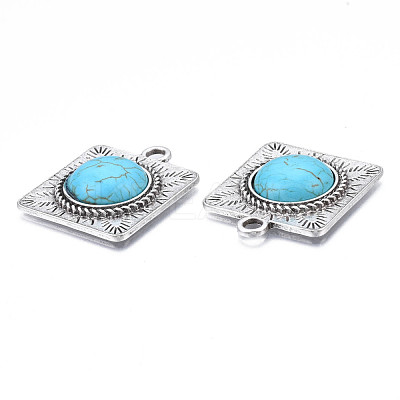Synthetic Turquoise Pendants PALLOY-N157-027-1