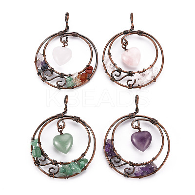 Natural Mixed Gemstone Big Pendants G-T133-R06-1