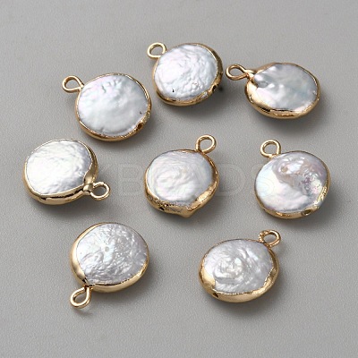 Natural Keshi Pearl Brass Pendants FIND-WH0161-162B-1