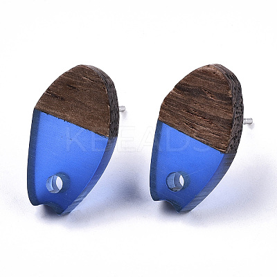 Transparent Resin & Walnut Wood Stud Earring Findings LS-MAK-N032-010A-A01-1