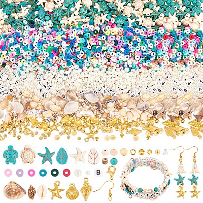 DIY Natural Shell & Synthetic Turquoise Dangle Earring Making Kits DIY-PH0023-57-1