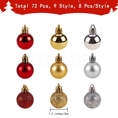3 Boxes 3 Style Christmas Ball Plastic Ornaments AJEW-SZ0001-86-1