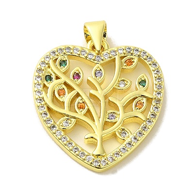 Brass Micro Pave Cubic Zirconia Pendants KK-Z042-21G-02-1