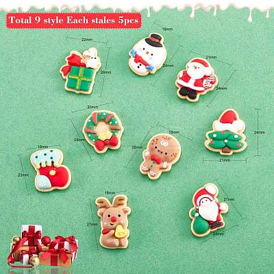 45Pcs 9 Styles Christmas Theme Opaque Resin Cabochons JX253A-1