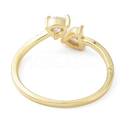 Rack Plating Brass Micro Pave Clear Cubic Zirconia Cuff Rings RJEW-C043-13G-1