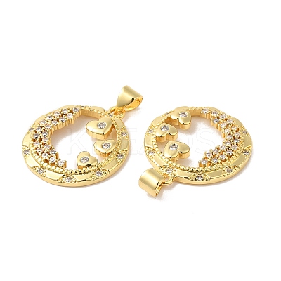 Brass Micro Pave Clear Cubic Zirconia Pendants ZIRC-L103-030G-1