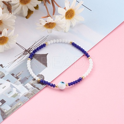 Faceted Glass Beaded Stretch Bracelets BJEW-JB05985-01-1