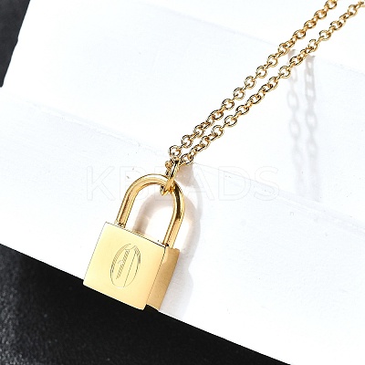 304 Stainless Steel Rolo Chain Pendant Necklaces NJEW-S444-01G-15-1