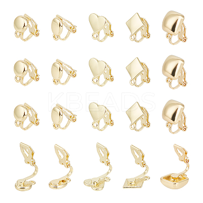 20Pcs 5 Styles Alloy Clip-on Earring Findings FIND-UN0002-38G-1