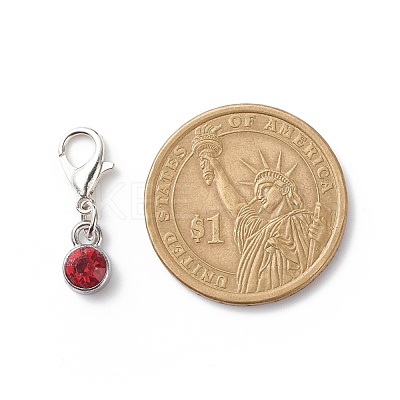 Alloy Rhinestones Birthstone Pendant Decorations HJEW-JM00743-1