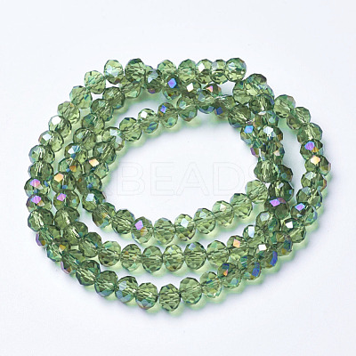 Electroplate Transparent Glass Beads Strands X-EGLA-A034-T6mm-F04-1