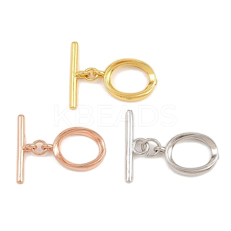 Oval Brass Toggle Clasps KK-G548-35-1