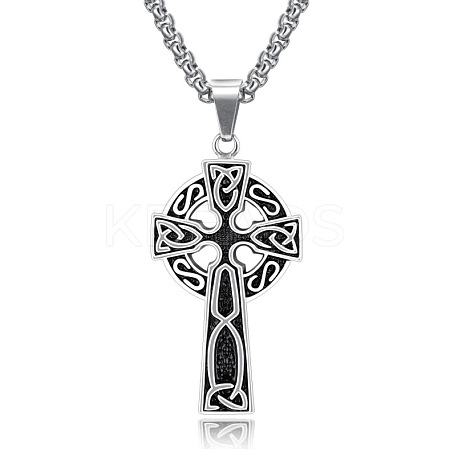 Alloy Triquetra/Trinity Knot Cross Pendant Necklaces LS-PW23033028371-1