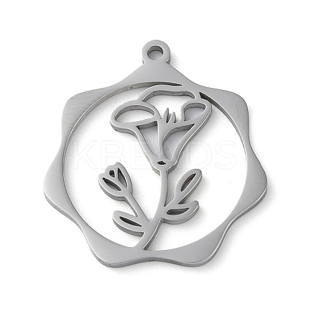 Non-Tarnish 304 Stainless Steel Pendants STAS-P338-01F-P-1