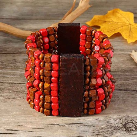 Bohemia & Ethnic Style Wood Stretch Bracelets for Women WG33998-16-1