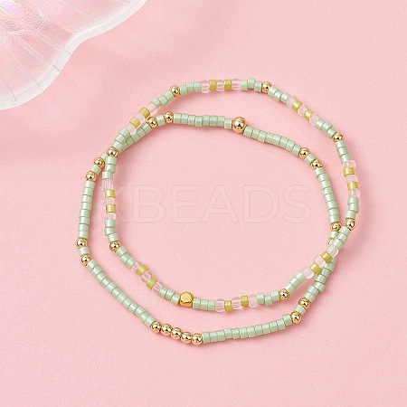 2Pcs Glass Seed Beaded Stretch Bracelets Sets for Women BJEW-MZ00296-03-1