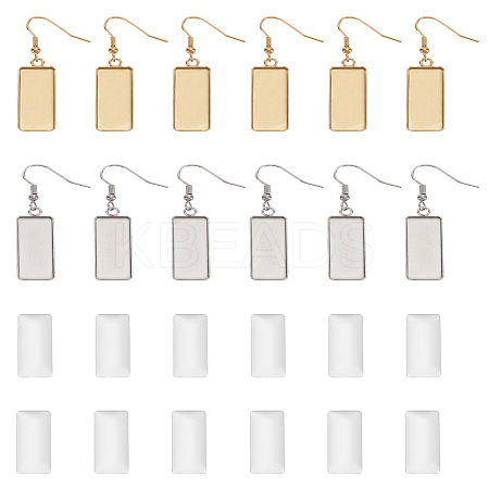 12Pcs 2 Colors 304 Stainless Steel Earring Hooks STAS-LP0002-04-1