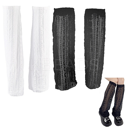 2 Pairs 2 Colors Polycotton Leg Sleeves AJEW-CY0001-30-1