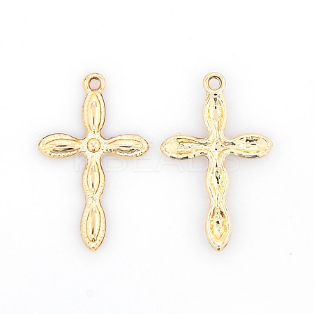 Nickel Free & Lead Free Golden Plated Alloy Cross Pendants PALLOY-J218-165G-NR-1