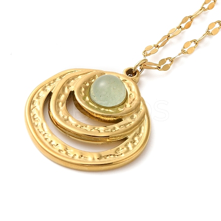 304 Stainless Steel Pave Natural Stone Pendant Necklaces for Women LS-NJEW-U009-03G-05-1