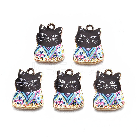 Rack Plating Alloy Enamel Pendants ENAM-T011-144B-1