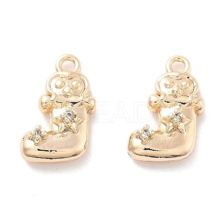 Brass Micro Pave Cubic Zirconia Charms KK-M102-01G-1