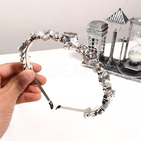 Glass Rhinestone Hair Bands OHAR-PW0007-39G-1