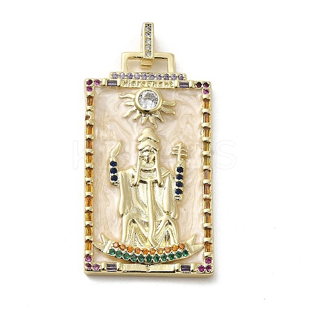 Brass Micro Pave Cubic Zirconia Pendants with Enamel KK-H458-03G-17-1