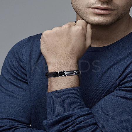 1Pc Guitar PU Leather Cord Bracelets BJEW-LP0003-46-1