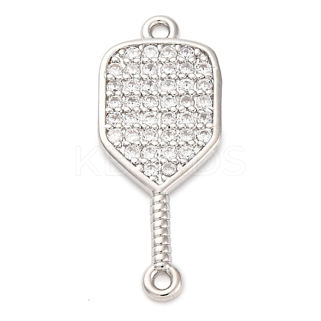 Brass Micro Pave Clear Cubic Zirconia Connector Charms KK-P288-01P-1