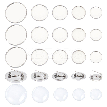 DIY Blank Dome 304 Stainless Steel Brooch Making Kit DIY-UN0056-16-1