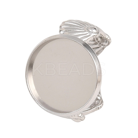 Shell Shape 304 Stainless Steel Cuff Ring Components SA-CBA098D-03P-E-1