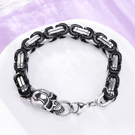 201 Stainless Steel Byzantine Chain Bracelets BJEW-B078-160P-1