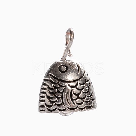 Tibetan Style Zinc Alloy Fish Head Bell Charms PALLOY-ZN63926-AS-1