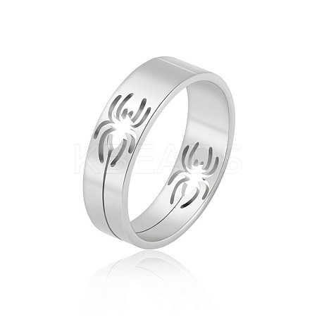 Hollow Out Spider 201 Stainless Steel Finger Rings FS-WG97E57-03-1