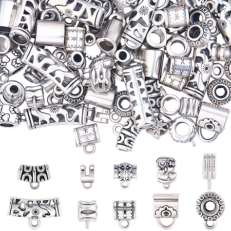 100Pcs 10 Styles Alloy Tube Bails TIBE-SC0002-27-1