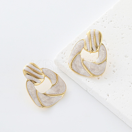 Trapezoid 304 Stainless Steel Enamel Stud Earrings for Women QN1806-4-1