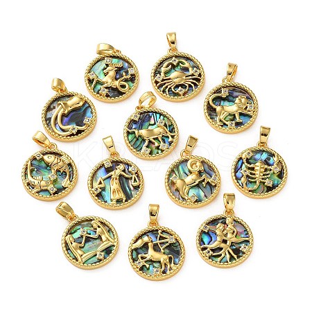 Brass Micro Pave Clear Cubic Zirconia Pendants KK-L266-03G-1