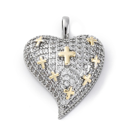 Brass Micro Pave Cubic Zirconia Pendants KK-S510-32GP-08-1