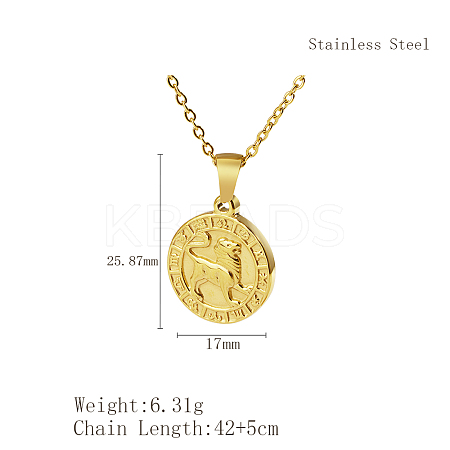 Stylish 304 Stainless Steel Lion Pendant Necklaces for Women TW3912-1-1