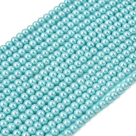 Eco-Friendly Dyed Glass Pearl Round Beads Strands HY-A002-4mm-RB104-1