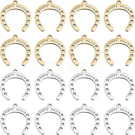 16Pcs 2 Colors 201 Stainless Steel Pendants STAS-CA0001-52-1