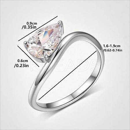 Brass Pave Single Cubic Zirconia Finger Rings for Women LS-ZK8046-6-1