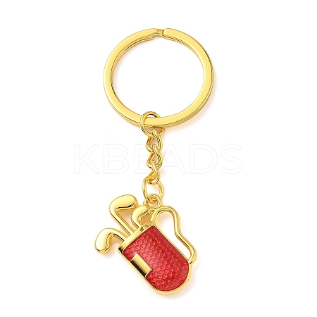 Alloy Enamel Sports Red Golf Tube Keychains KEYC-I119-03G-1