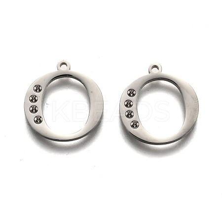 Tarnish Resistant 304 Stainless Steel Letter Pendant Rhinestone Settings STAS-Y006-61P-O-1