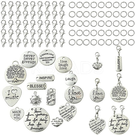 DIY Word Alloy Pendant Decoration Making Kit DIY-YW0008-90-1