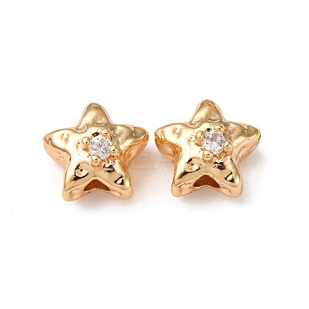 Brass Micro Pave Clear Cubic Zirconia Beads KK-Z112-41G-1